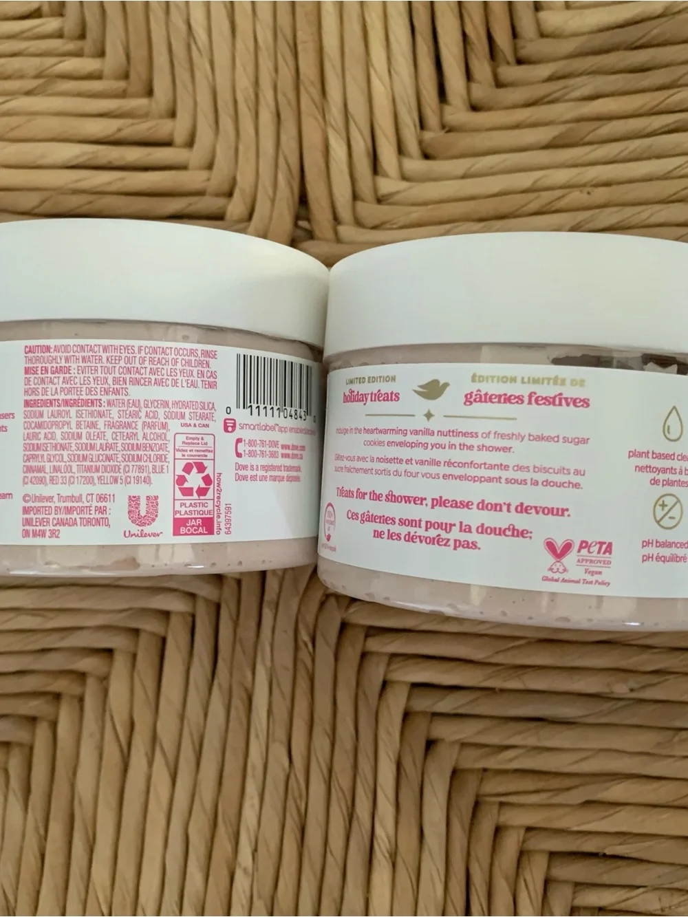 Two 10.5 oz Dove limited edition sugar cookie sprinkle body scrub